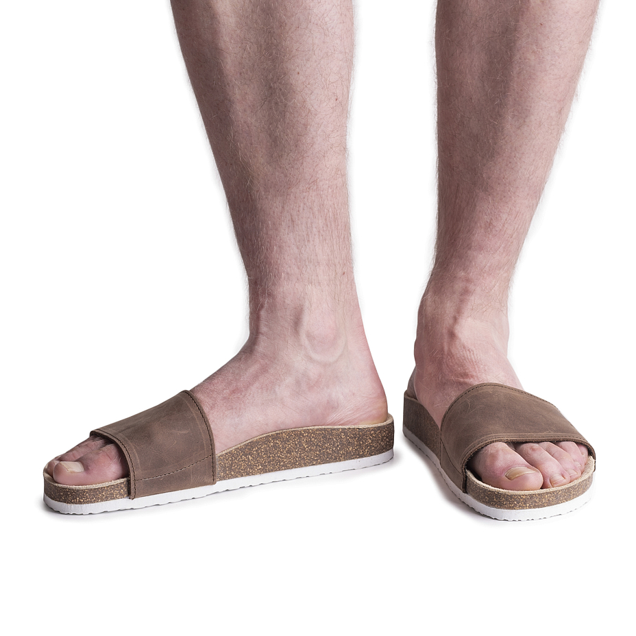 Pánske korkové anatomické šľapky Trepky hnedá